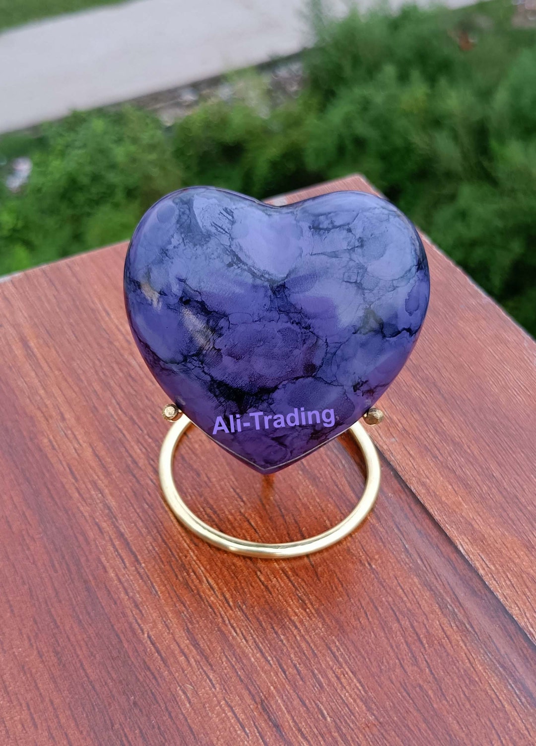 Purple Heart Keepsake Urn Mini Heart Cremation Urn With Stand & Box Small Purple Heart Urn for