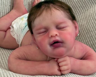 Bambola reborn in silicone a corpo intero, bambina, 50 cm, in silicone platino, realistica, con capelli impiantati a mano.