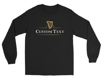 Custom Text Guinness Beer Long Sleeve Tee | Personalized Ireland Beer Long Sleeve t-shirt | Irish Gifts Tee | St Patrick's Day Shirt