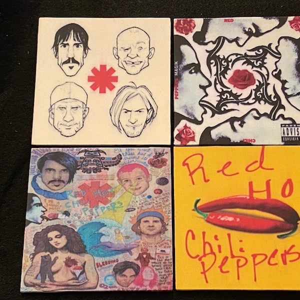 Red Hot Chili Peppers Waterproof Rock Band Wood Sealed Cork Back Coasters