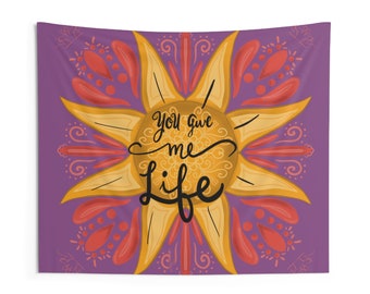 Life tapestry sunshine, holistic, spiritual, boho, pink purple yellow Hippie tapestry