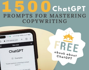 1500 | ChatGPT prompts | Prompts for Writing | Writing| AI | Copywriting | Chatgpt | Download | Digital | Write| ChatGPT AI Expert | Ebook