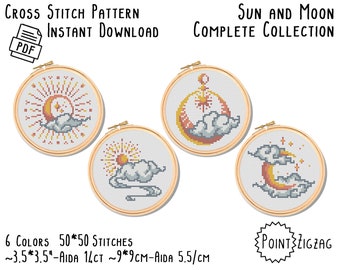 Cross Stitch Pattern - Sun and Moon : Complete Collection Pack