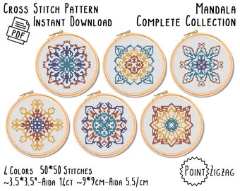 Patrón de punto de cruz - Mandala: Colección completa