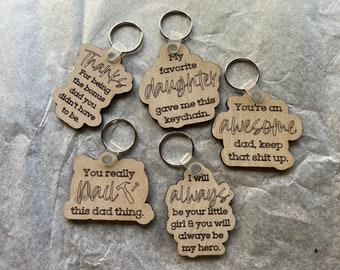 Keychains for dad - Father's Day Keychains - Small gift for father - Daddy Keychain - Wood Keychain - Custom gift for dad
