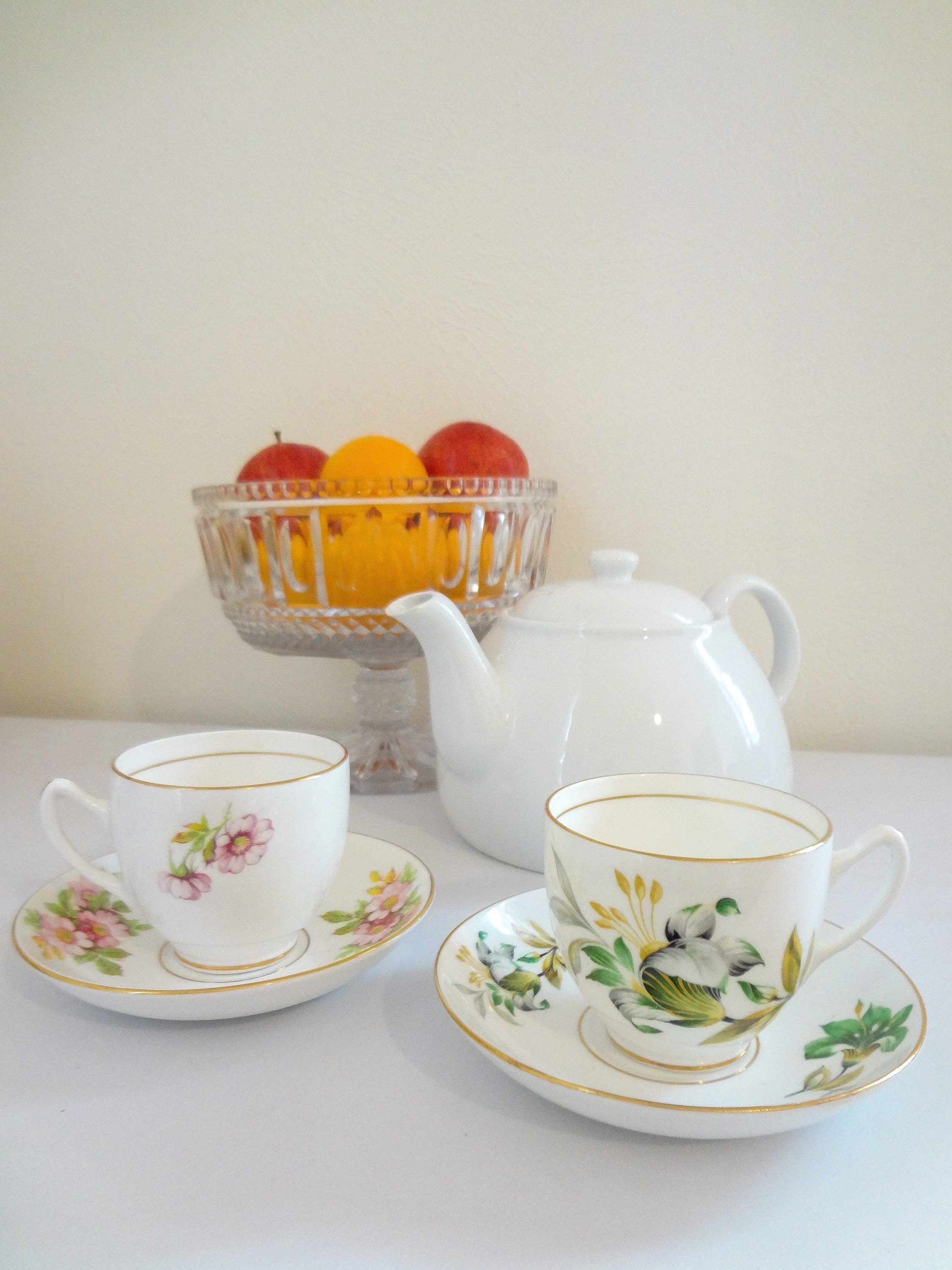 Vintage Duchess Bone China Tea Cup Saucer White Porcelain Etsy