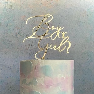 Jongen of meisje taarttopper | Geslacht onthullen taart Topper | Taarttopper voor babyshower | Verschillende maten, kleuren en lettertypen