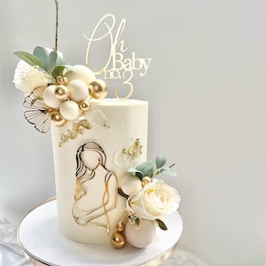 Topper na tort Oh Baby i urok z grafiką liniową | Spersonalizowane | Różne rozmiary i kolory