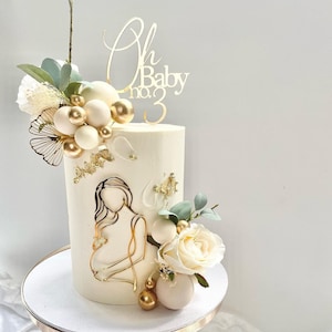 Oh Baby Cake Topper and Line Art Charm | Personalised | Various Sizes & Colours