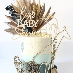 Baby Shower Cake Topper Set | Animal Themed Cake Topper Set | Animal Line Art | Personalised | Customisable