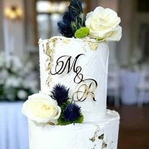 Doppelte Initial Cake Charms | Hochzeit Initialen | Personalisiert | Verschiedene Größen, Farben & Schriftarten