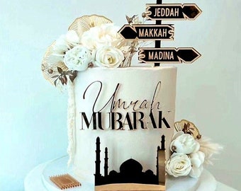 Umrah Mubarak Cake Topper y Charm Set / Varios tamaños y colores