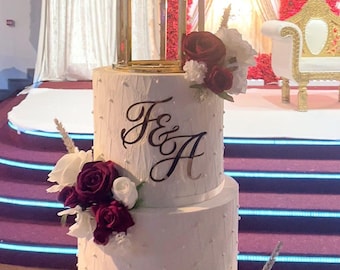 Double Initial Cake Charms | Wedding Initials | Personalised | Various Sizes, Colours & Fonts