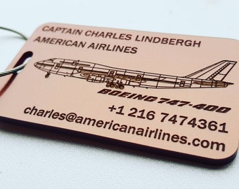 Personalised Laser Etched Bag Tags with Aircraft Designs