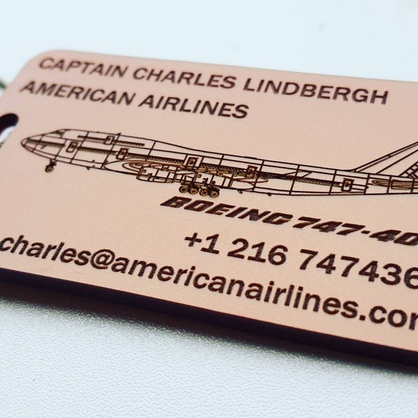 Personalised Laser Etched Bag Tags with Aircraft Designs