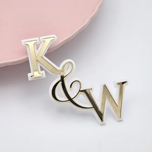 Elegant Double Layer Initial Cake Charm | Wedding Cake Charm | Wedding Initials | Personalised | Multiple Sizes & Colours