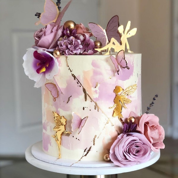 Fairy Cake Topper | Charms de gâteau de fée | Charms de gâteau en acrylique | Fées | Gamme d’options de couleur, de taille et de quantité