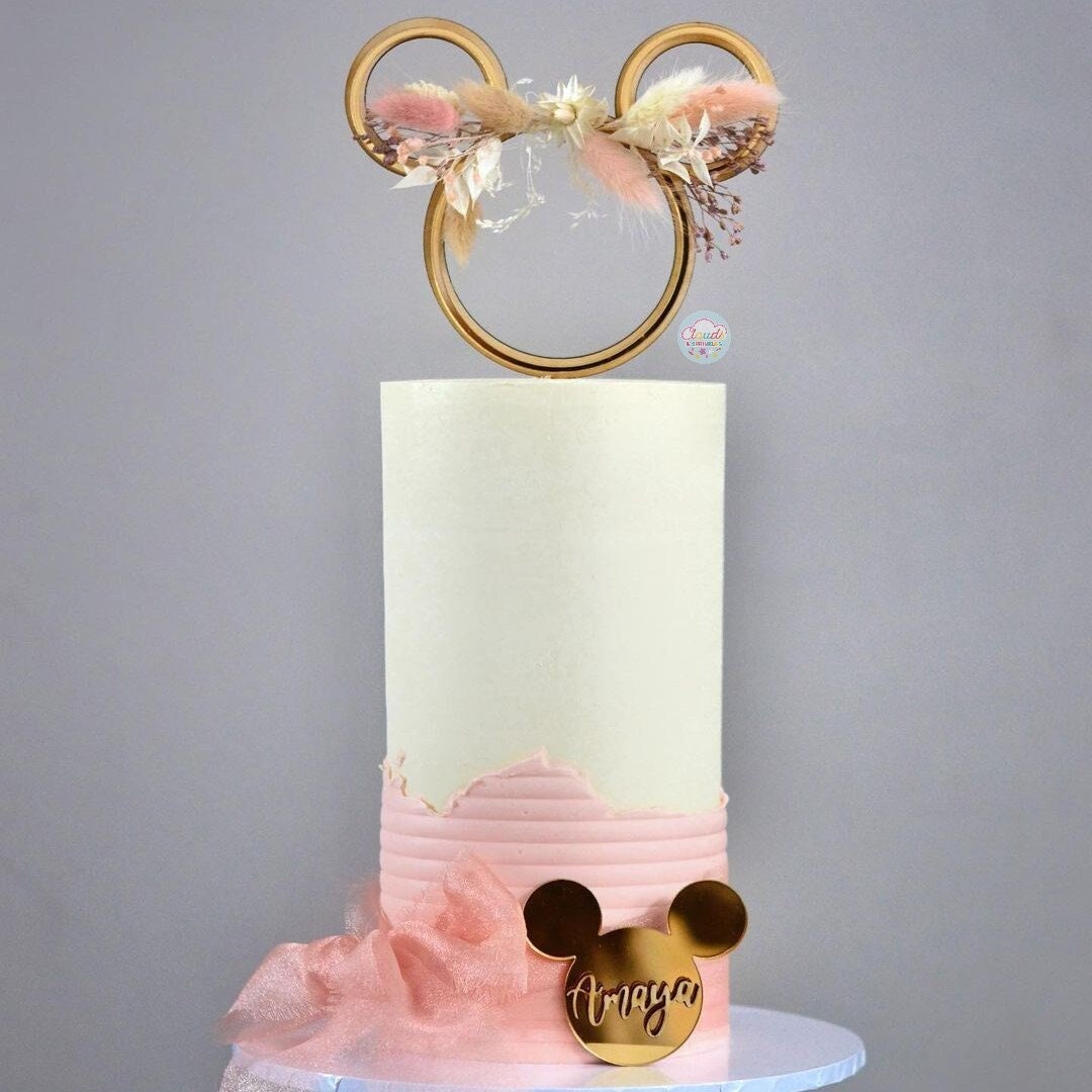 Fondant Paper Baby Minnie Mouse rose, round 20cm
