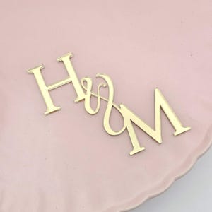 Dijes para tartas con iniciales dobles / Iniciales de boda / Personalizados / Acrílicos / Varios tamaños y colores