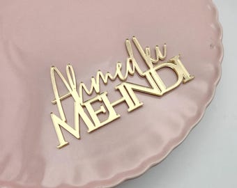 Personalised Mehndi Acrylic Cake Charm | Custom Colors & Sizes