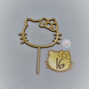 Hello Kitten Double Layer Cake Topper | Personalised | Various Sizes & Colours