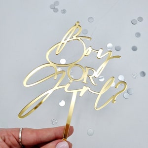 Boy or Girl Cake Topper | Gender Reveal Cake Topper | Baby Shower Cake Topper | Various Sizes, Colours & Fonts
