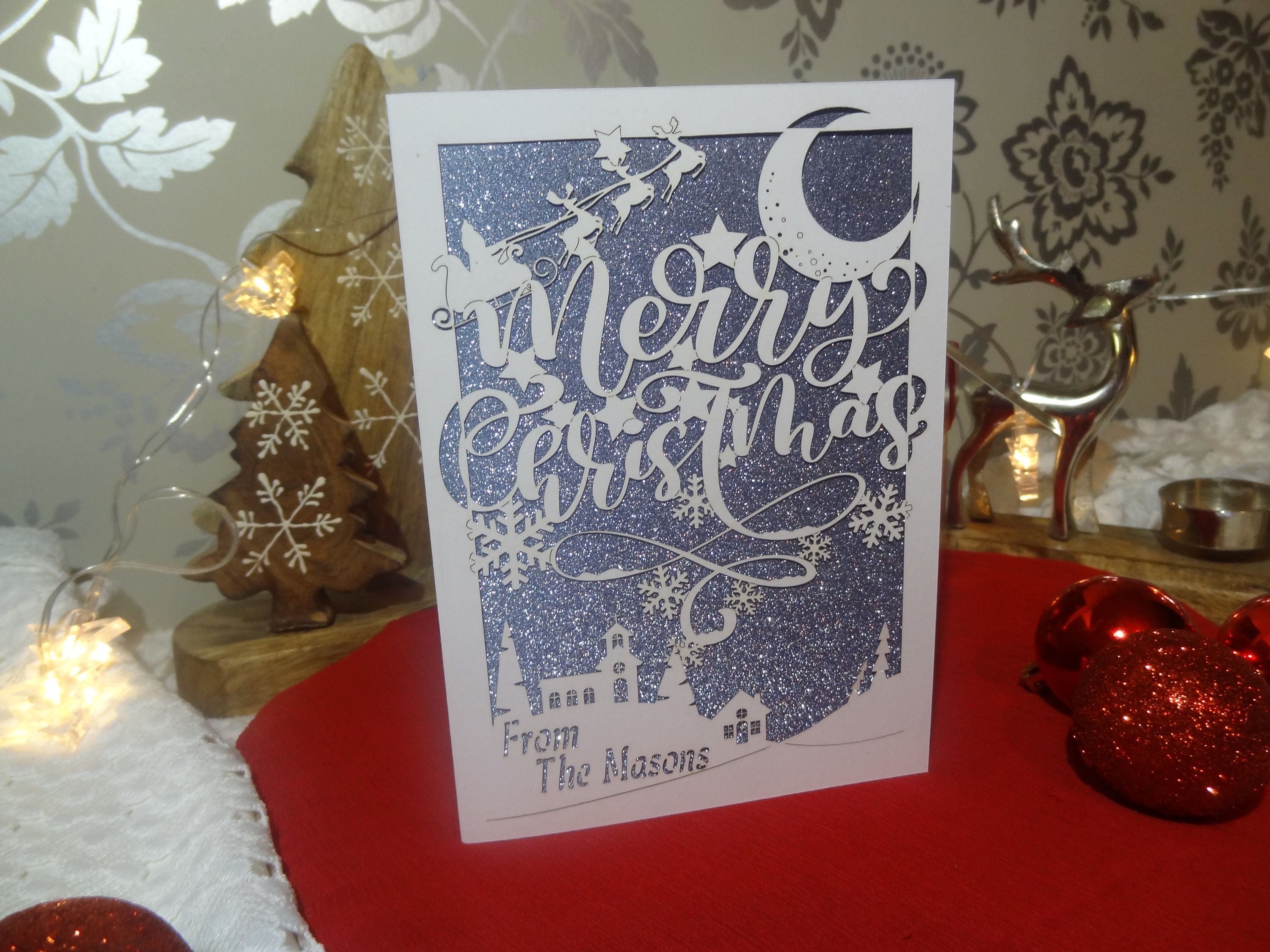 Personalised Laser Cut Christmas Card Etsy