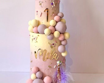 Adornos para tartas con nombre y número / Personalizados / Varios tamaños, colores y fuentes