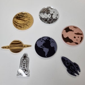 Acrylic Cake Charms | Space Shapes | Range of Shape, Colour & Quantity Options