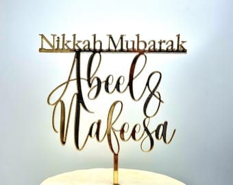 Nikkah Mubarak Cake Topper | Personalised | Various Sizes & Colours