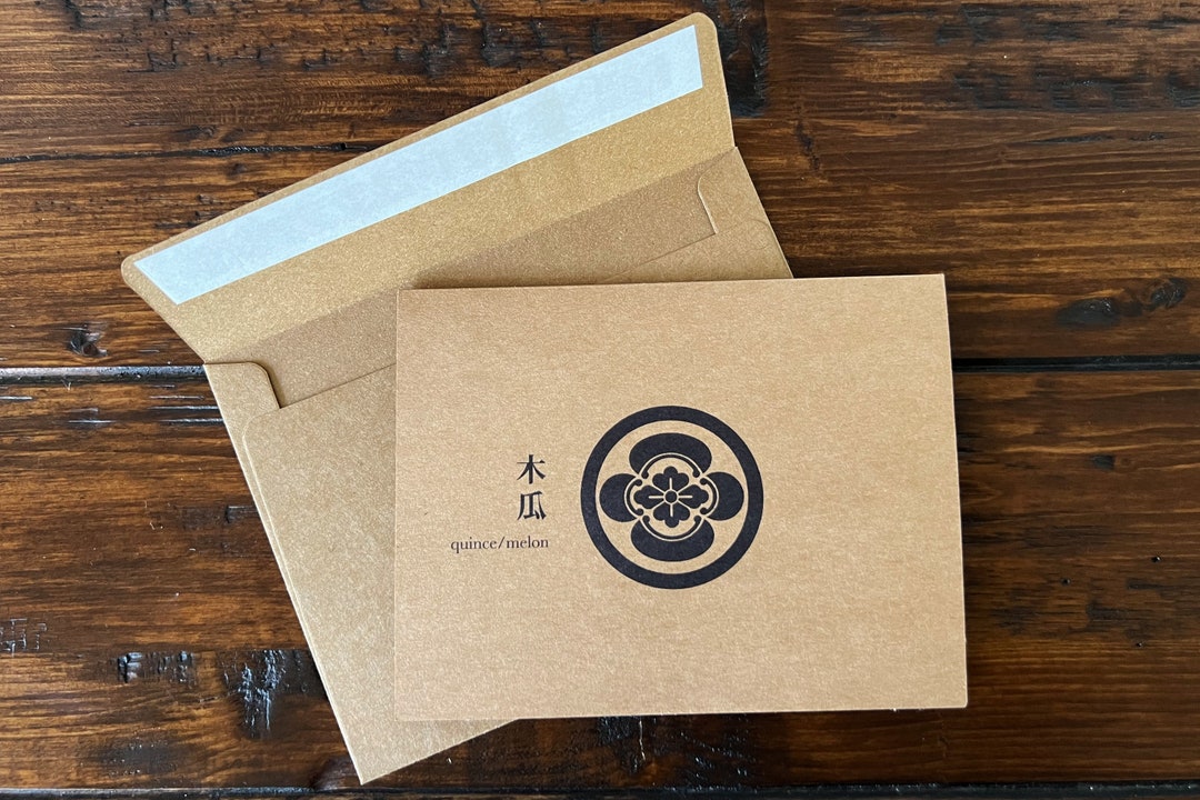 MELON CLEARANCE Japanese Kamon Note Cards With Matching Envelopes set