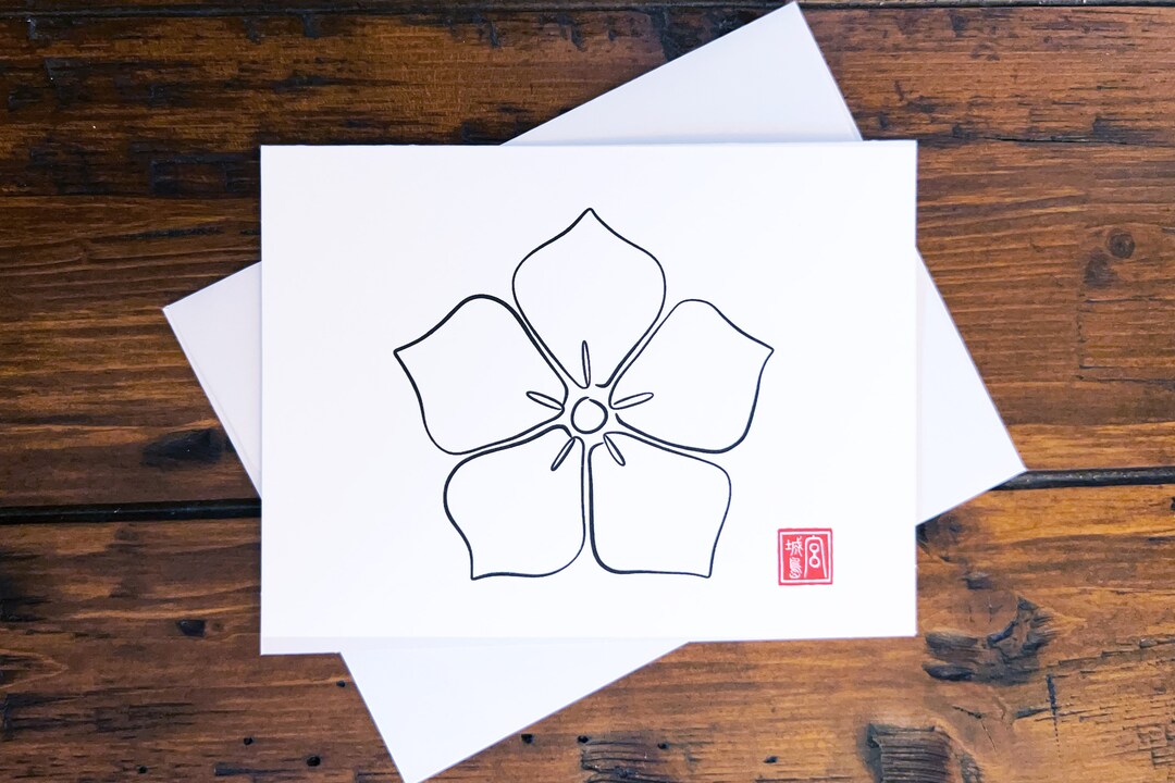 BELLFLOWER - Line Drawing Note Cards With Artist Seal Stamp - Includes ...