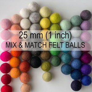 Felt Balls. Wool Felt Balls. 25mm Felt Pom Poms. Lose Felt Pom Pom.  Lose Woll Pom Pomps. Woll Balls.