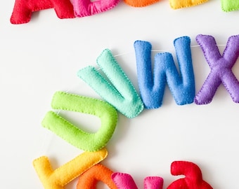 Alphabet Garland. Felt Alphabet. Rainbow ABC Garland.