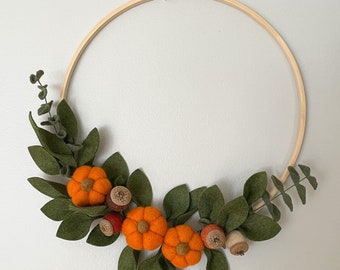 FALL Decor. Felt Wreath. Fall Felt Wreath. Pumpkin Wreath. Felt Acorns Wreath. Fall leaves Wreath