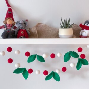 Christmas Felt Garland. Felt Pom Poms Garland.Felt Balls Garland. Felt Pompom Garland