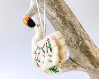 Felt Christmas Ornament. Swan Ornament