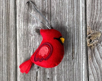 Felt Cardinal. Felted Cardinal Ornament. Felt CHRISTMAS ornament. Felted Christmas Decor