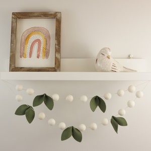 Pom Pom Garland - Greenery Garland. Leaf Garland. Pompom Garland. Felt Ball Garland