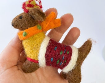 Dachshund Felt Ornament. Felted Dog Ornament.