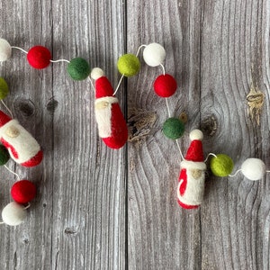 Christmas Decor. Pom Poms Garland. Santa Decor. Santa Garland. Felt Pompom Garland