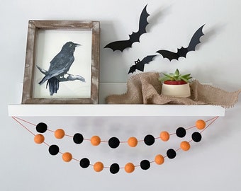 DECORAZIONI DI HALLOWEEN. Ghirlanda di Halloween. Ghirlanda di pompon. Decorazioni autunnali. Decorazioni autunnali