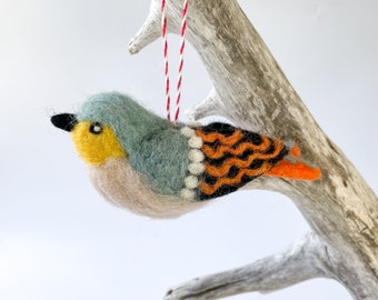 Christmas Feled Bird Ornament. Lazuli Bunting Bird.