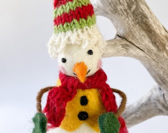 Felt Snowman Decor. Needle Felted wool Christmas Ornament.