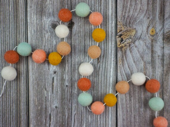 Boho Garland. Boho Decor. Felt Pom Poms Garland.felt Balls Garland