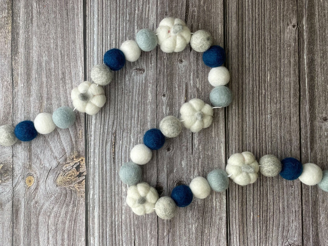 HERBST Dekor. Pom Poms Girlande. Kürbis Dekor. Kürbis-Girlande. Filz ...