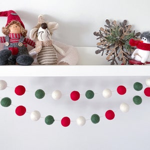 Christmas Felt Garland. Felt Pom Poms Garland.Felt Balls Garland. Felt Pompom Garland