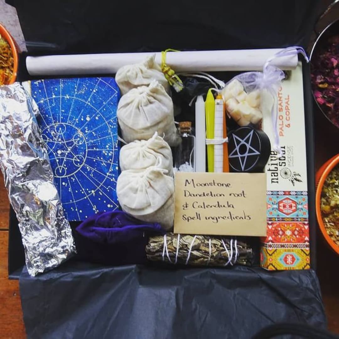 Full Moon Ritual Manifestation Surprise Box Spell Jar Kit, Witches