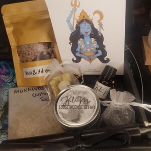Kali Goddess Box w/altar tools, Kali artwork, witchcraft items, magickal surprise box for working with Goddess Kali Ma/Kali Maa