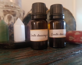 Tapered candle with candle dressing oil & loose herb blend for manifestation magick - choose intention. Witches, wiccan, pagan, fire magic